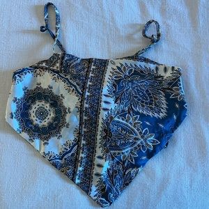 Silky Bandana Tie Crop Top